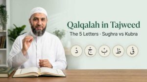 Qalqalah in Tajweed — the 5 Qalqalah letters Qaf, Taa, Baa, Jeem and Dal